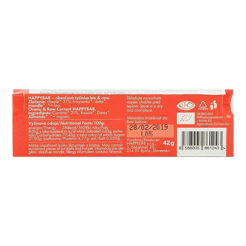 Baton raw cu coacaze Happy Life, bio, 42 g