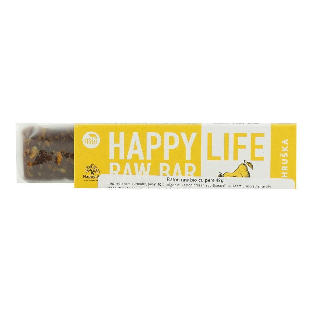 Baton raw cu pere Happy Life, bio, 42 g