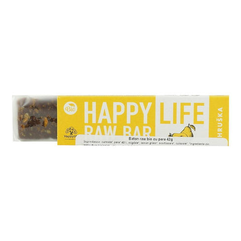 Baton raw cu pere Happy Life, bio, 42 g