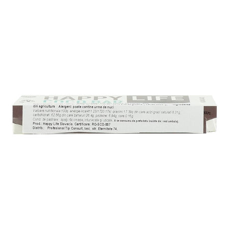 Baton vegan din cocos cu cacao Happy Life, bio, 40 g