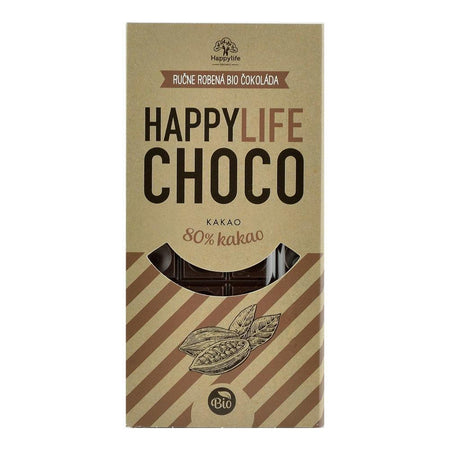 Ciocolata vegana 80% Cacao fara zahar Happy Life, bio, 70 g