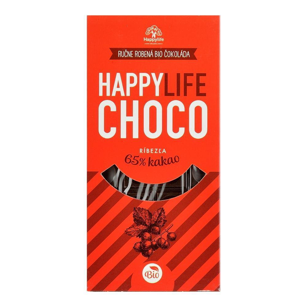 Ciocolata vegana 65% Cacao cu coacaze fara zahar Happy Life, bio, 70 g