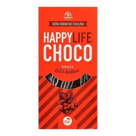 Ciocolata vegana 65% Cacao cu coacaze fara zahar Happy Life, bio, 70 g