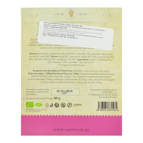 Vafe crocante din hrisca cu sfecla Happy Life, bio, 60 g