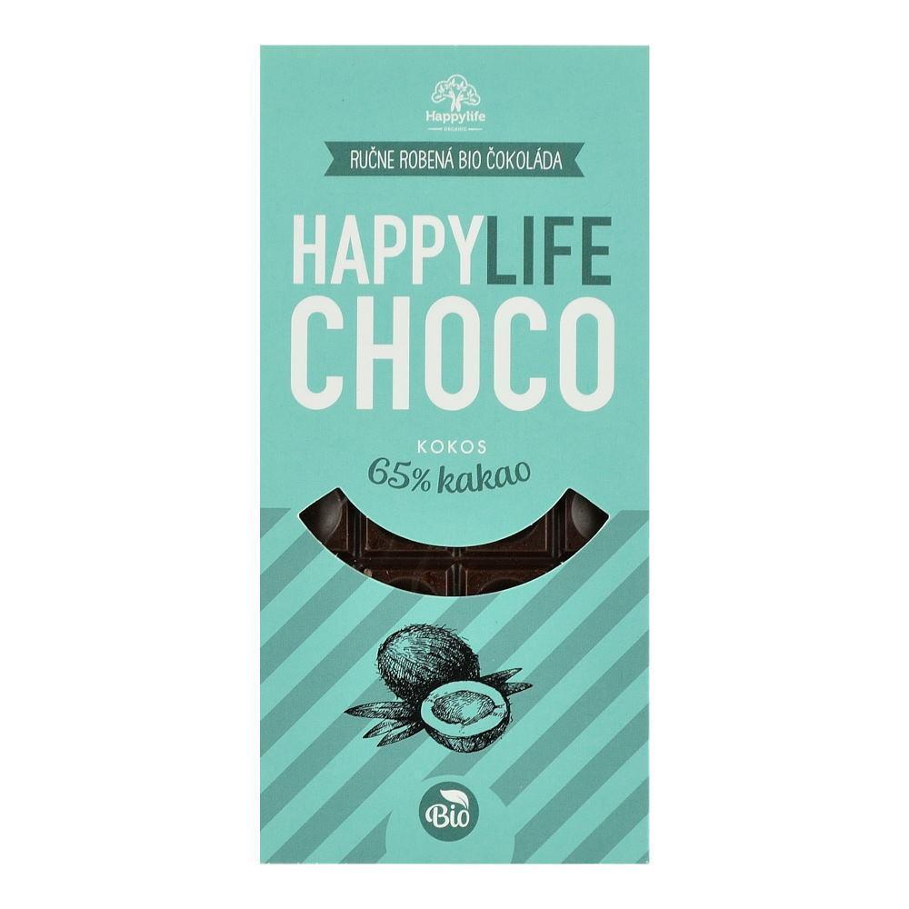 Ciocolata vegana 65% Cacao cu cocos fara zahar Happy Life, bio, 70 g