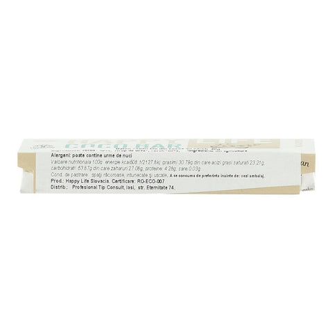 Baton vegan din cocos cu carob Happy Life, bio, 40 g