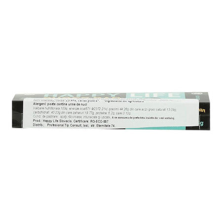 Baton vegan din ciocolata cu cocos Happy Life, bio, 35 g