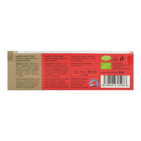 Baton vegan Fit Bar ENERGY Happy Life, bio, 42 g