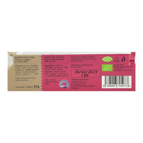 Baton vegan Fit Bar DETOX Happy Life, bio, 42 g