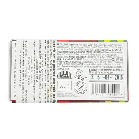 Ciocolata Mini cu Guarana si Cafea Verde Raw Bio 15g - Republica BIO