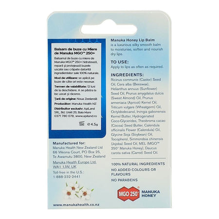 Balsam de buze cu Miere de Manuka MGO 250+ Manuka Health, 4,5 g, naturala