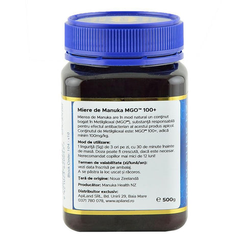 Miere de Manuka MGO 100+ Noua Zeelanda Manuka Health, 500 g, naturala