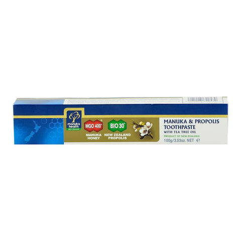 Pasta de dinti Manuka Health cu Miere de Manuka MGO 400+, Propolis BIO30 si Ulei de Arbore de Ceai, 100 g, naturala