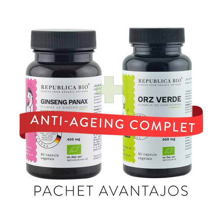 ANTI-AGEING Complet, pachet promotional (Ginseng + Orz verde), BIO, RAW, VEGAN
