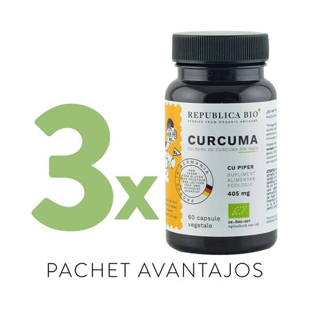 CURCUMA (Turmeric) BIO Complet, pachet promotional, cura completa pentru 3 luni, BIO, RAW, VEGAN