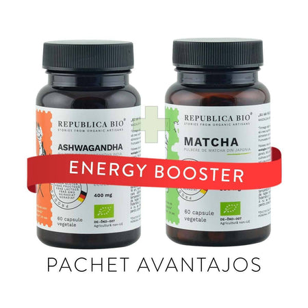 ENERGY booster, pachet promotional (Matcha + Ashwagandha), BIO, RAW, VEGAN