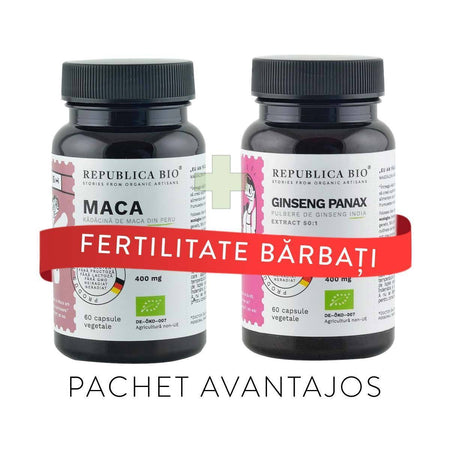 FERTILITATE barbati, pachet promotional (Maca + Ginseng), BIO, RAW, VEGAN