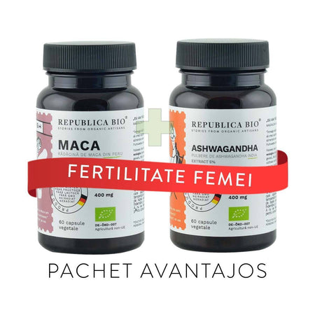 FERTILITATE femei, pachet promotional (Maca + Ashwagandha), BIO, RAW, VEGAN