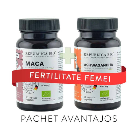 FERTILITATE femei, pachet promotional (Maca + Ashwagandha), BIO, RAW, VEGAN