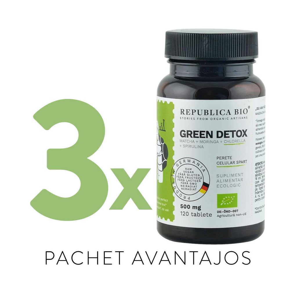 GREEN DETOX BIO Complet, pachet promotional, cura completa pentru 120 de zile, BIO, RAW, VEGAN