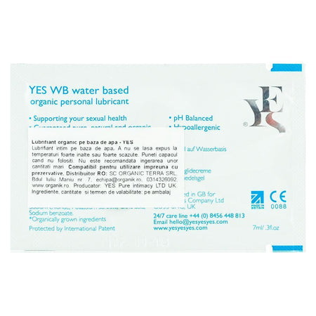 Lubrifiant intim Yes pe baza de apa, bio, 7 ml