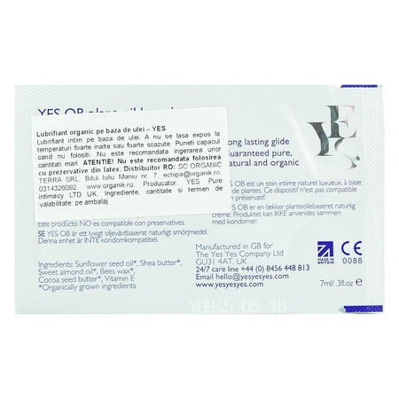 Lubrifiant intim Yes pe baza de ulei, bio, 7 ml