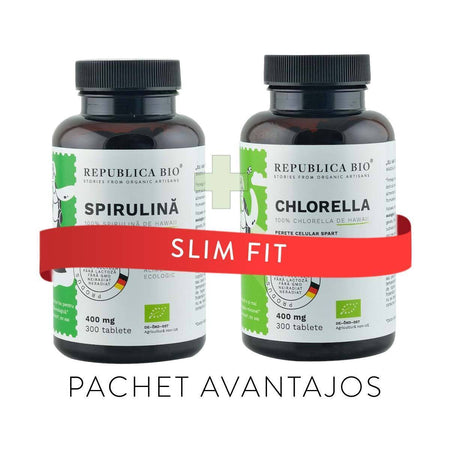 SLIM FIT, pachet promotional (Spirulina + Chlorella), BIO, RAW, VEGAN