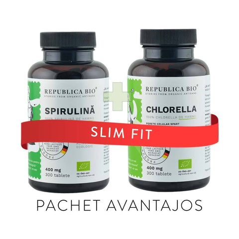 SLIM FIT, pachet promotional (Spirulina + Chlorella), BIO, RAW, VEGAN