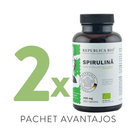 SPIRULINA BIO Complet, pachet promotional, cura completa pentru 100 de zile, BIO, RAW, VEGAN