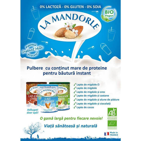 Lapte praf de Migdale, La Mandorle, fara lactoza, fara gluten, bio, 400 g